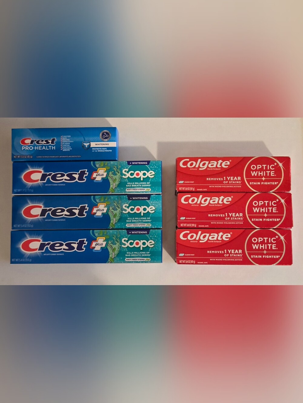 Crest & Colgate Toothpaste Set (7 Tubes)